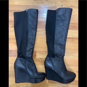 Leather knee high boots